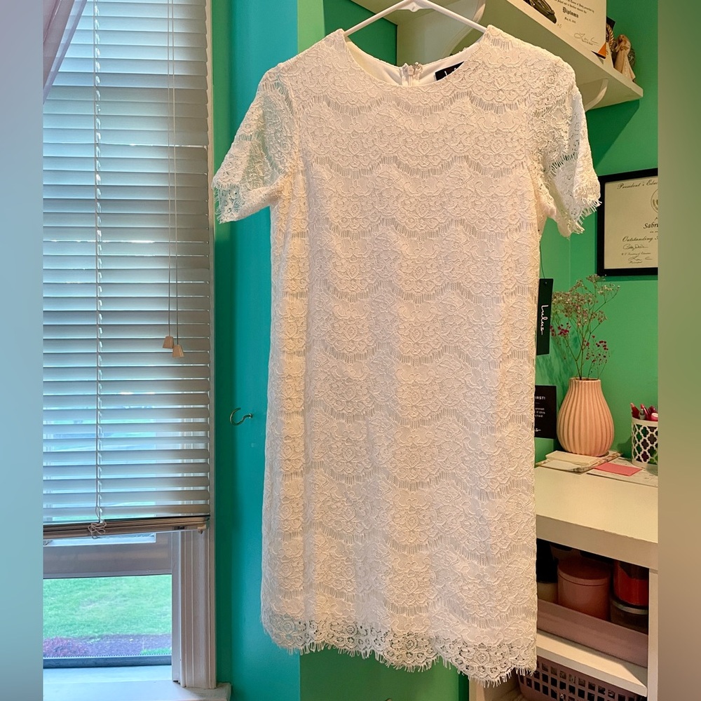 Lulu's White Lace Sheath Mini Dress